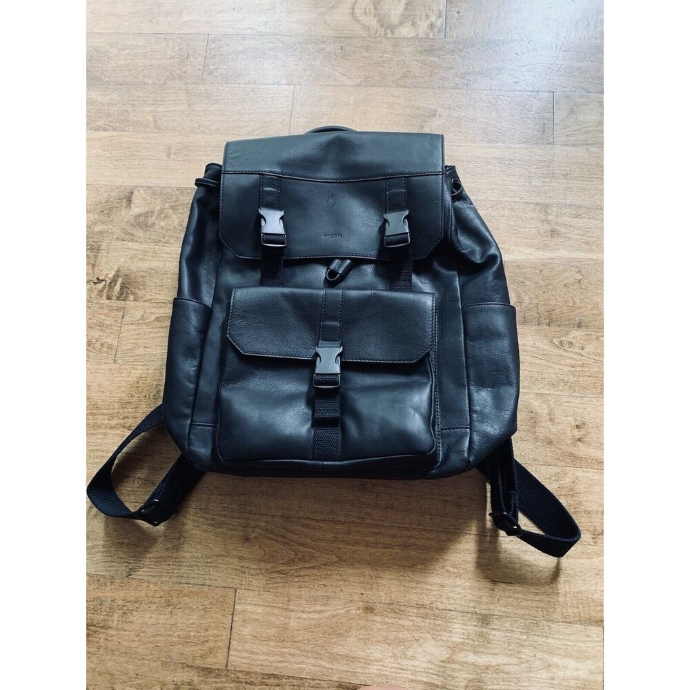 Fossil Weston Leather Backpack Black New Without Tags
